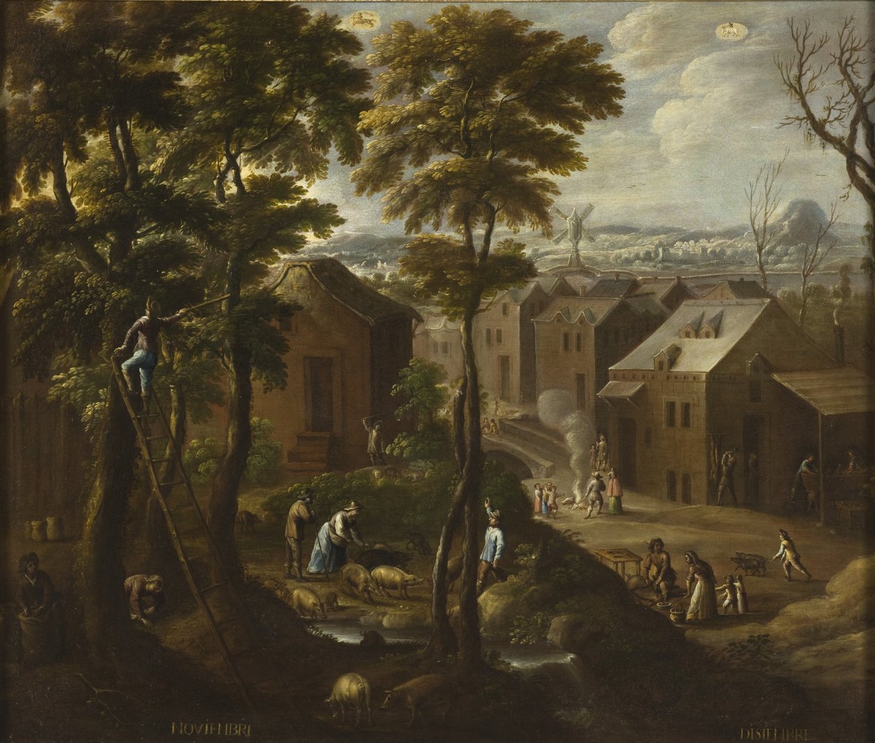 november og december fra Los doce meses del año (Årets tolv måneder), 1650-1699 af Antonio de Espinosa