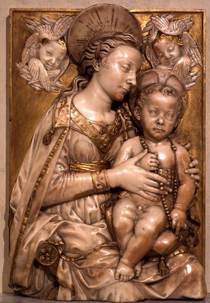 Madonna og barn (marmor) af Antonio (attr. to workshop of) Rossellino