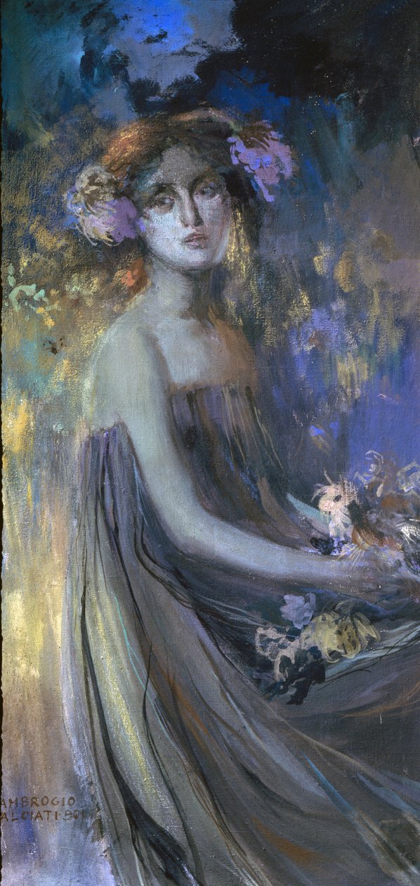 Dame med blomster af Antonio Ambrogio Alciati
