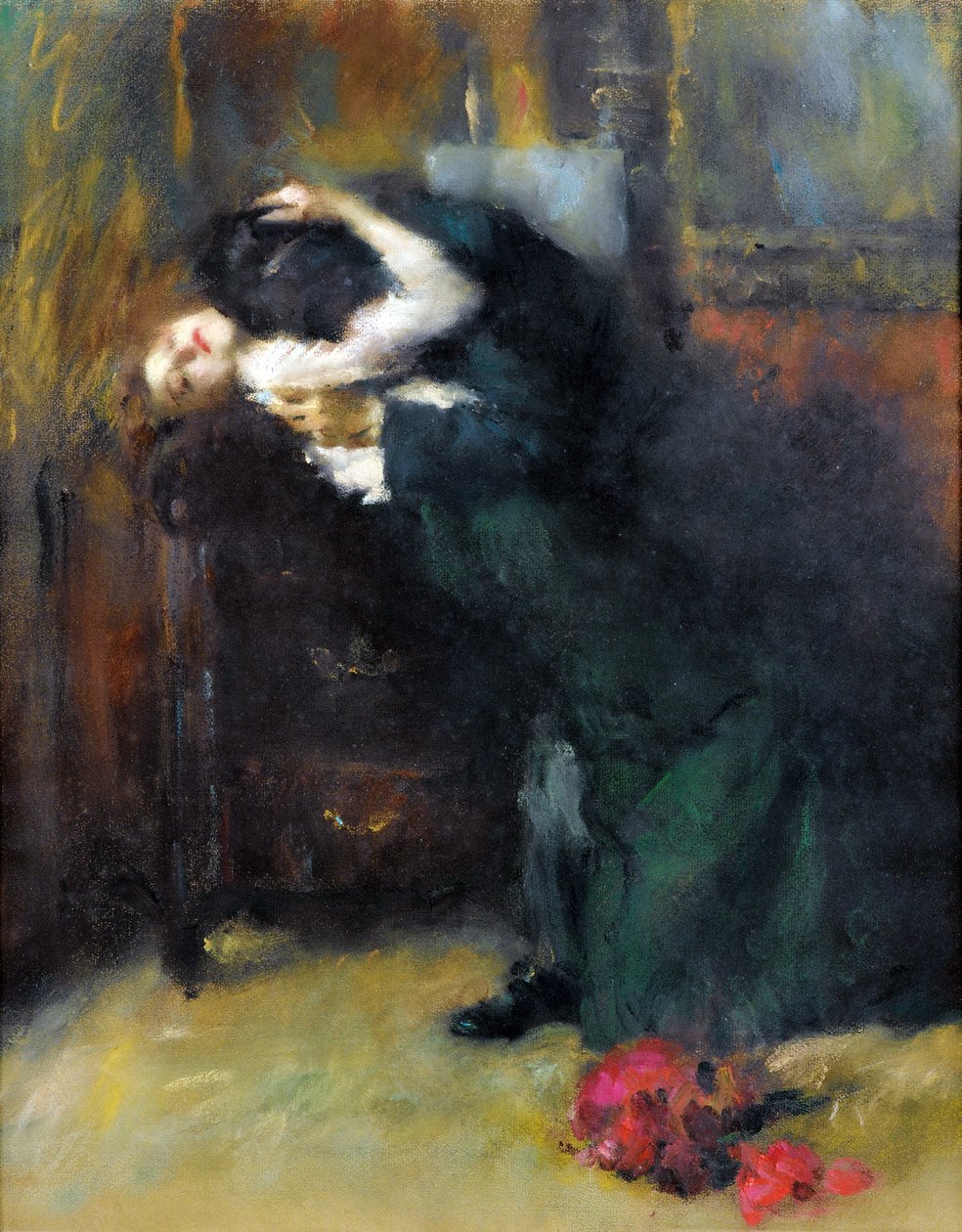 Kysset af Antonio Ambrogio Alciati (1878-1929), - Pastel på papir, 56x44 cm - Privat samling af Antonio Ambrogio Alciati