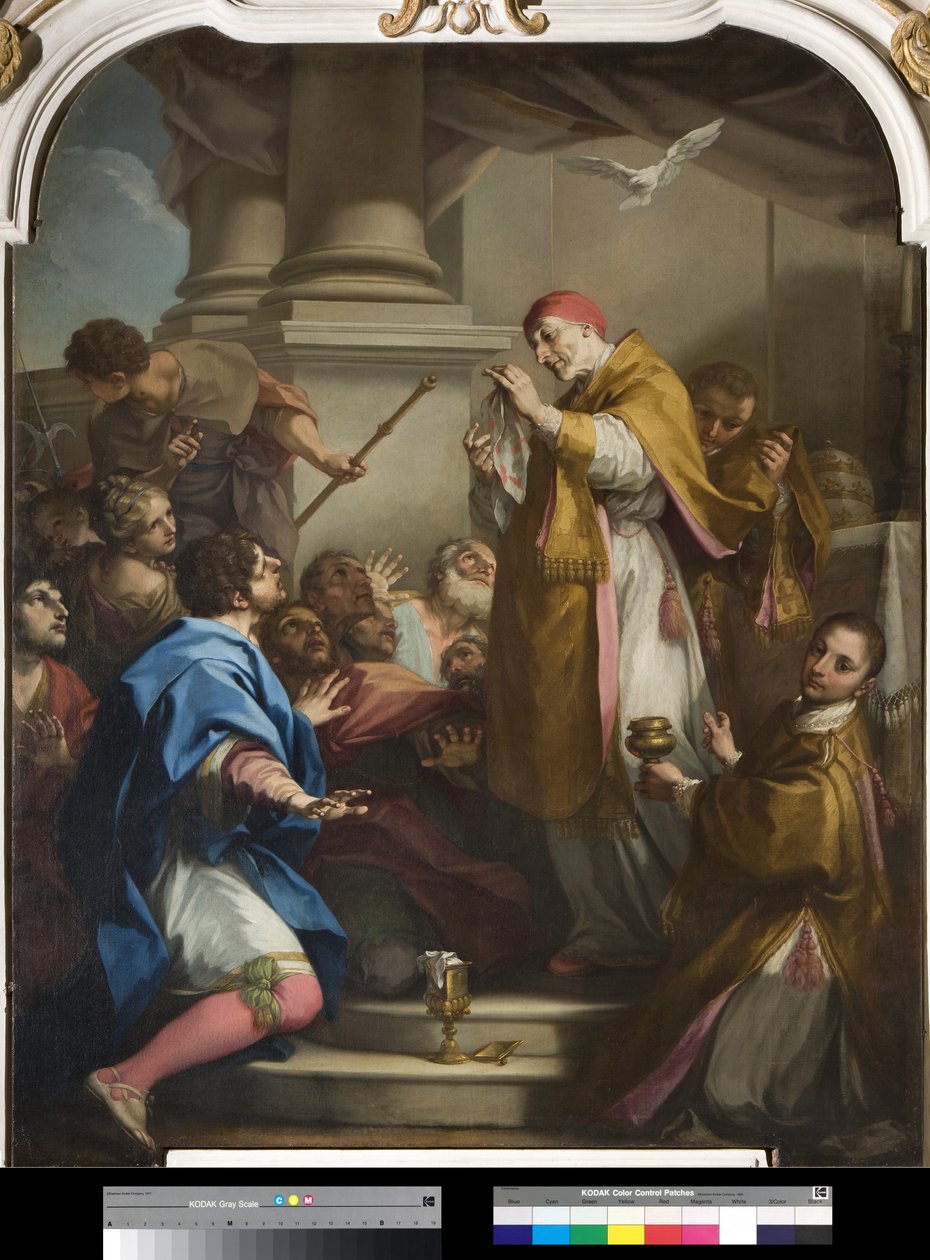 Saint Gregory viser korporalen farvet med blod (se også 3498745) af Antonio Balestra