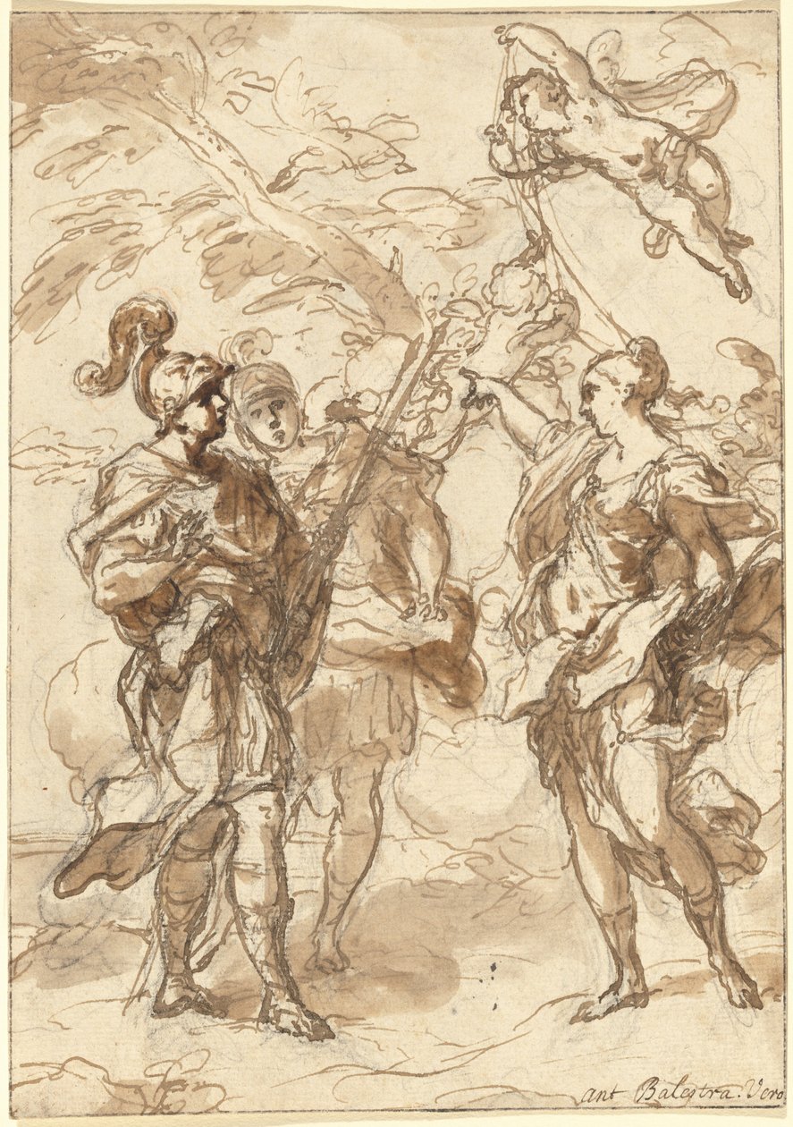 Venus som jægerinde, der viser sig for Aeneas og Achates af Antonio Balestra