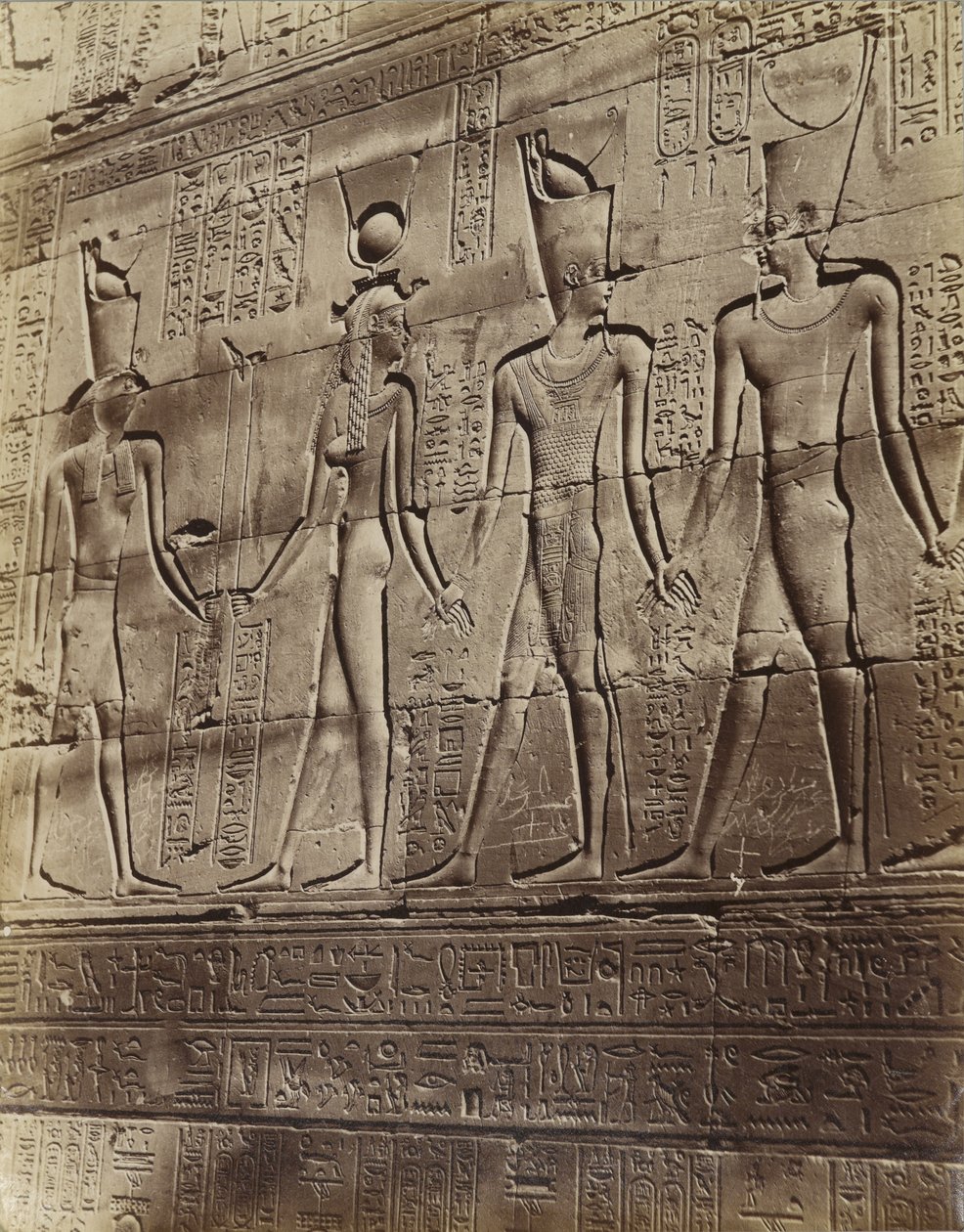 Bas-relief fra templet i Edfu af Antonio Beato