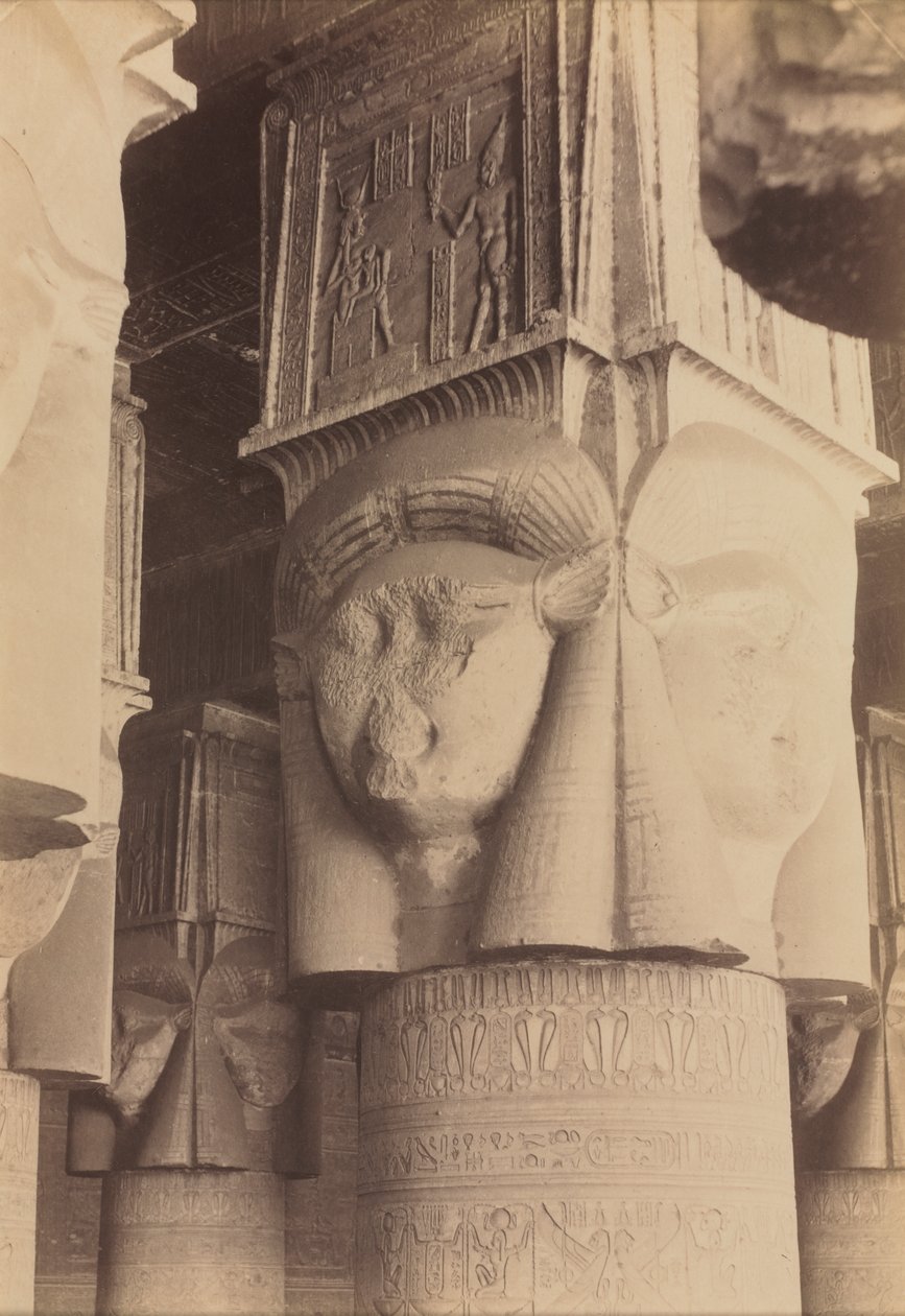 Dendera, Templets indre, Hathor Capitals af Antonio Beato