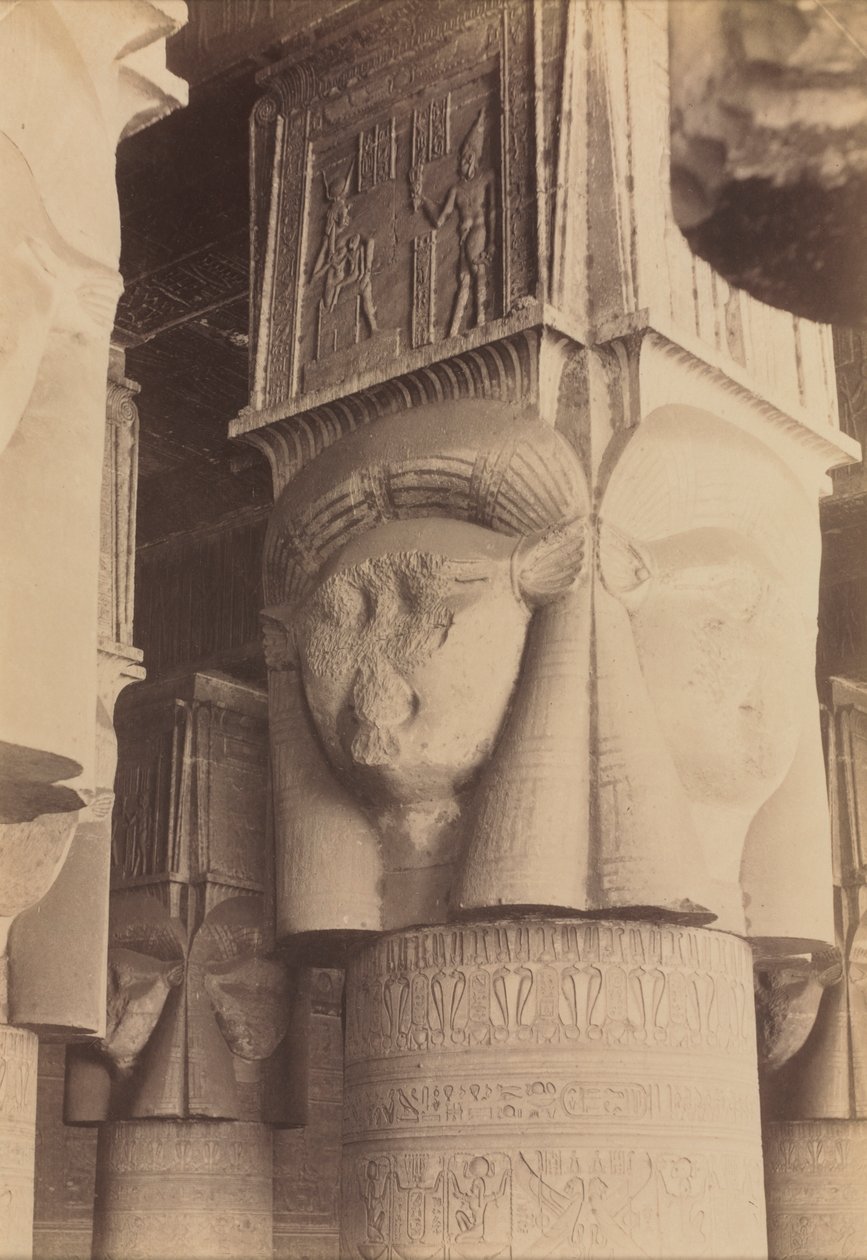 Dendera, Templets indre, Hathor Capitals, ca. 1870