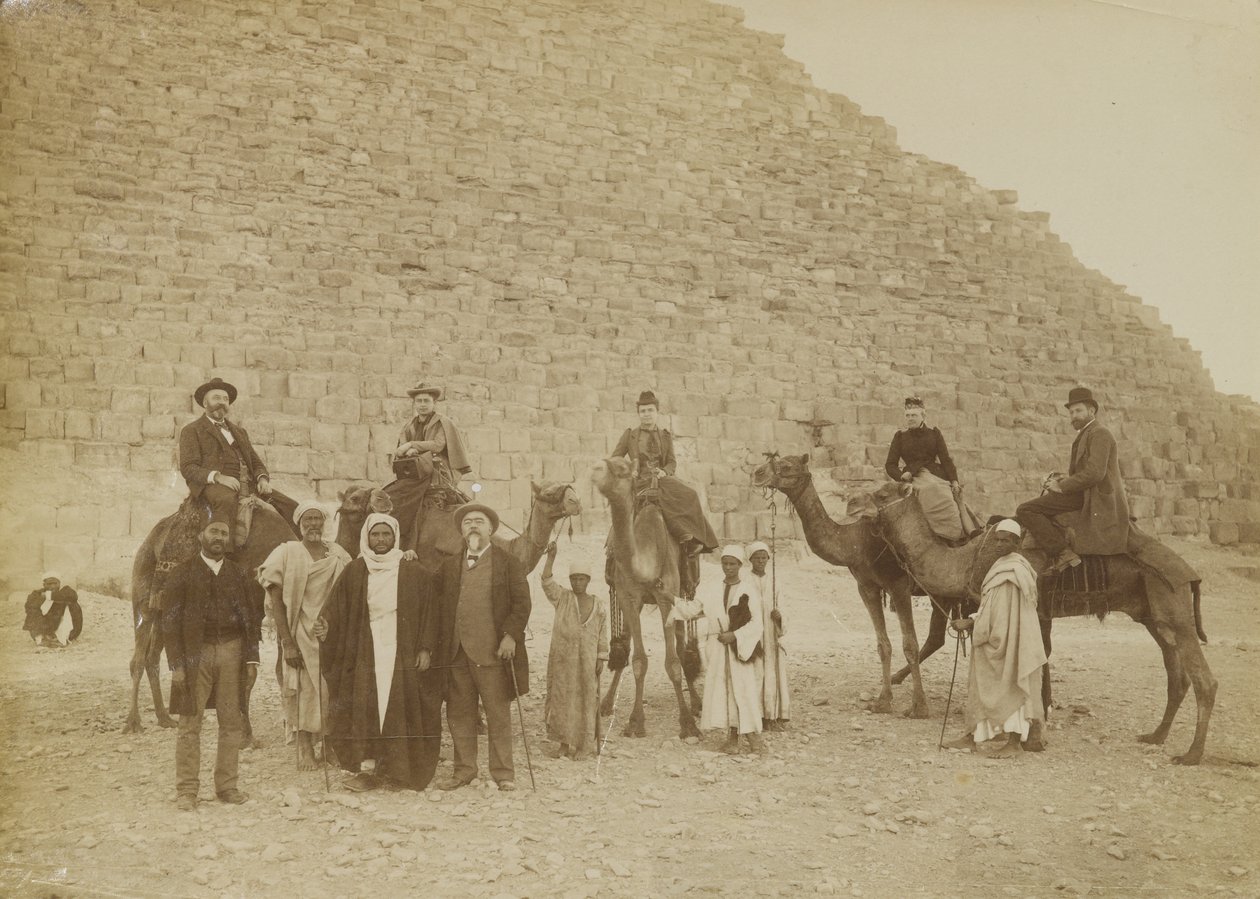 Familie af turister i Giza, Egypten af Antonio Beato