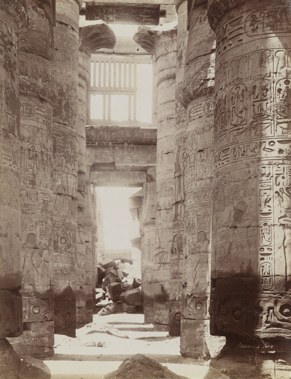 Hypostyle Hall i Temple of Karnak, udsigt over Hypostyle Hall af Antonio Beato