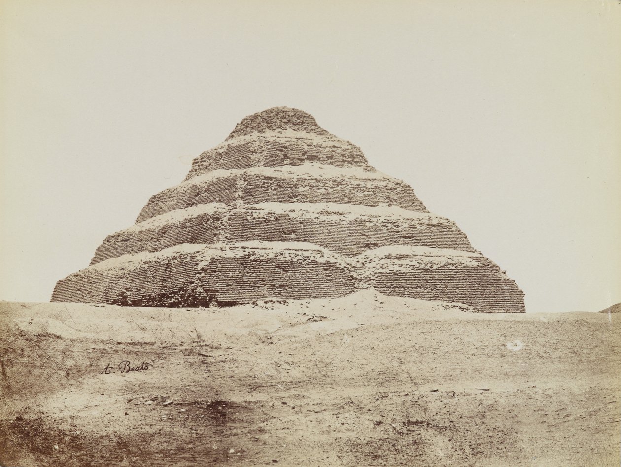 Pyramiden ved Saqqara, udsigt fra sydøst for trinpyramiden af Antonio Beato
