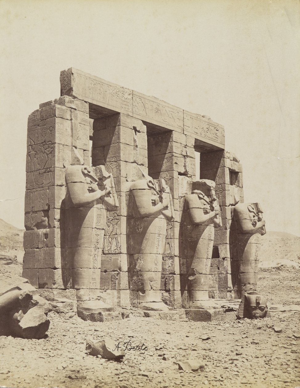 Ramesseum, Theben, udsigt over den sydøstlige del af den anden ret af Antonio Beato