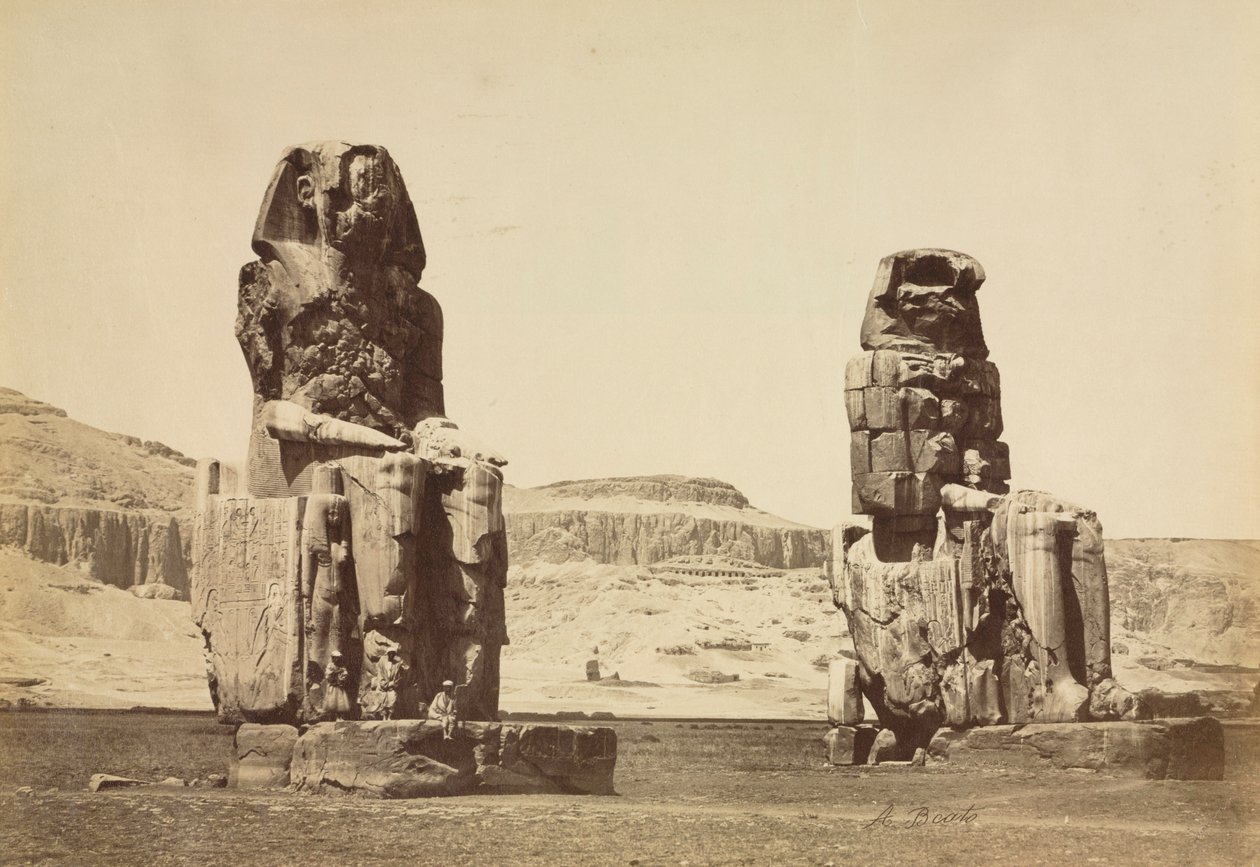 Kolosserne af Memnon, Theben, ca. 1860