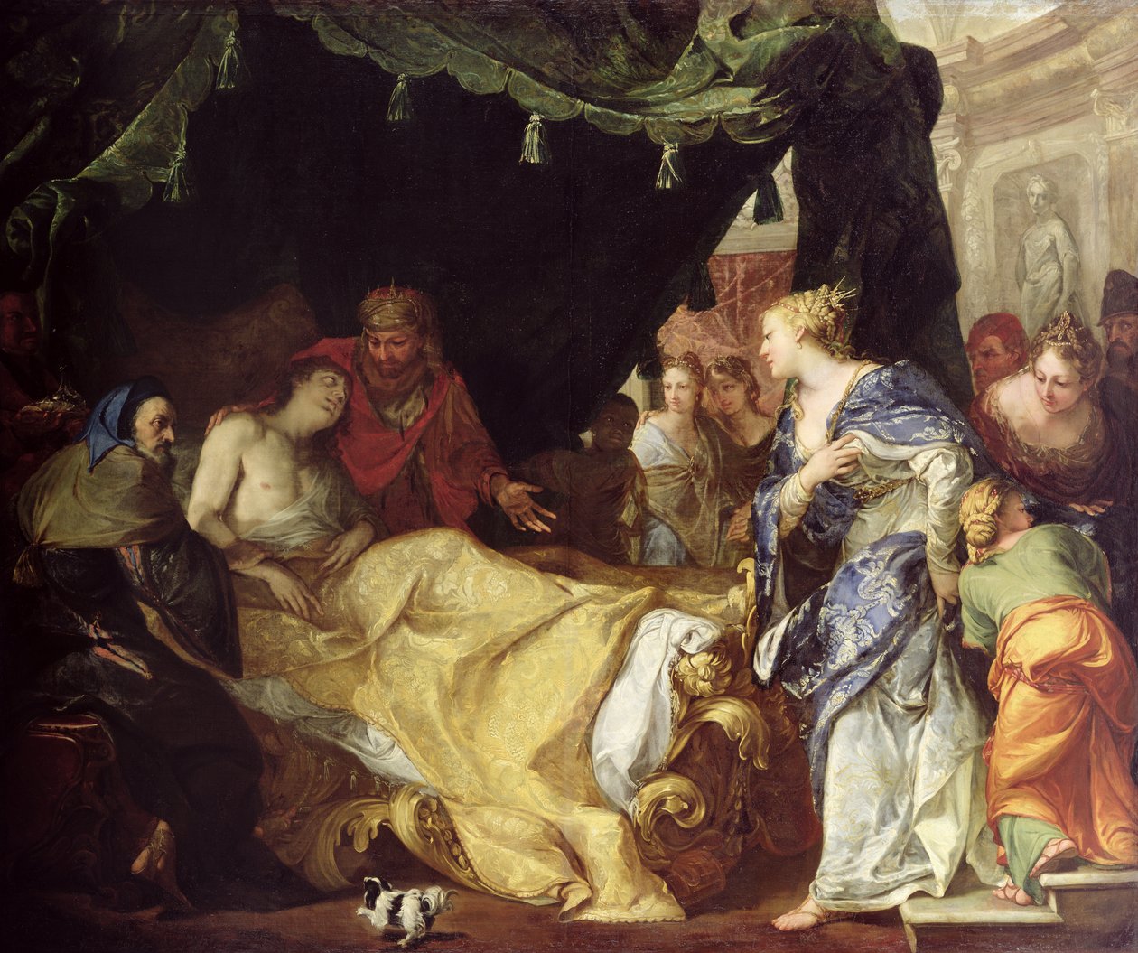 Antiochus (324-261 f.Kr.) og Stratonice (Den døende prins) 1691-1705 af Antonio Bellucci
