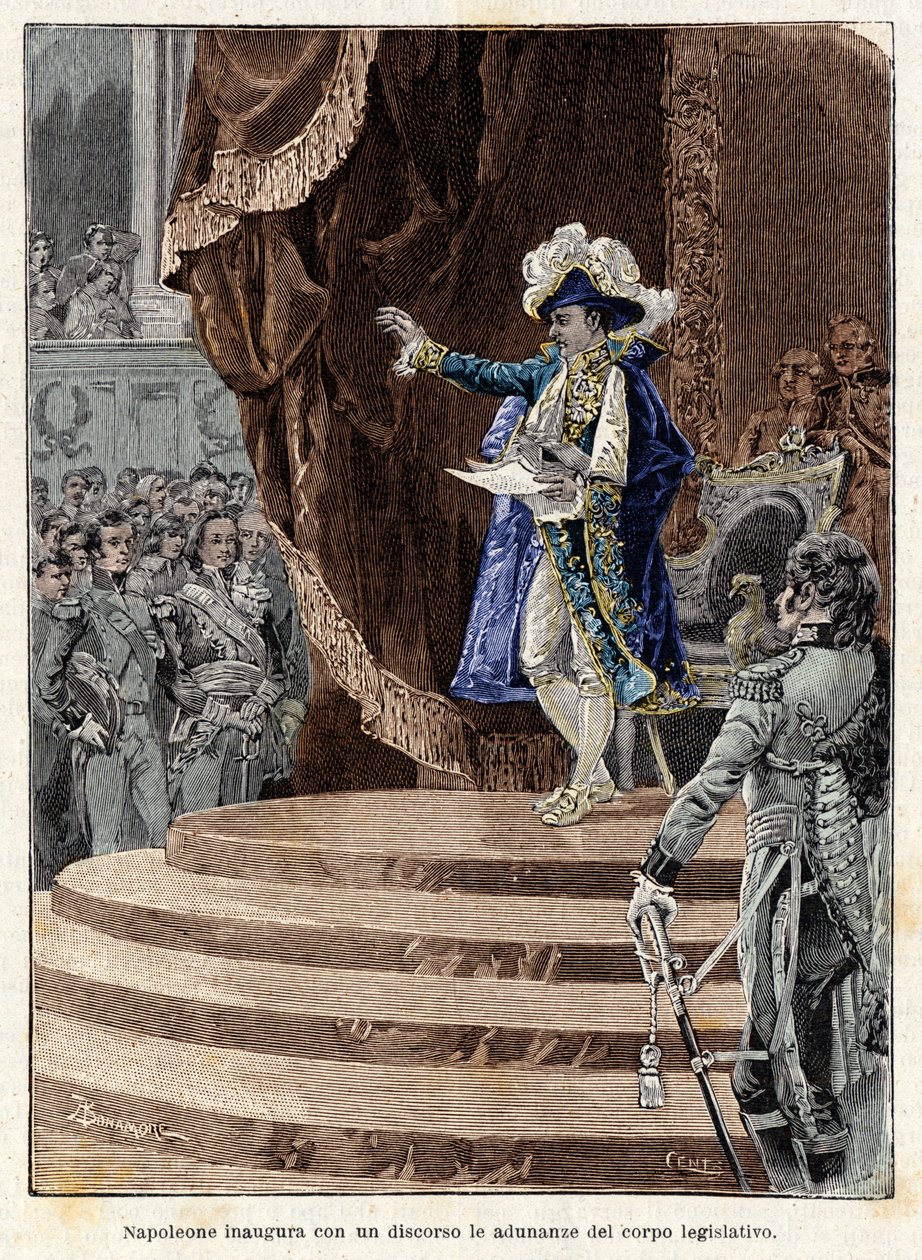Napoleon Bonaparte åbner med en tale møderne i det lovgivende organ af Antonio Bonamore