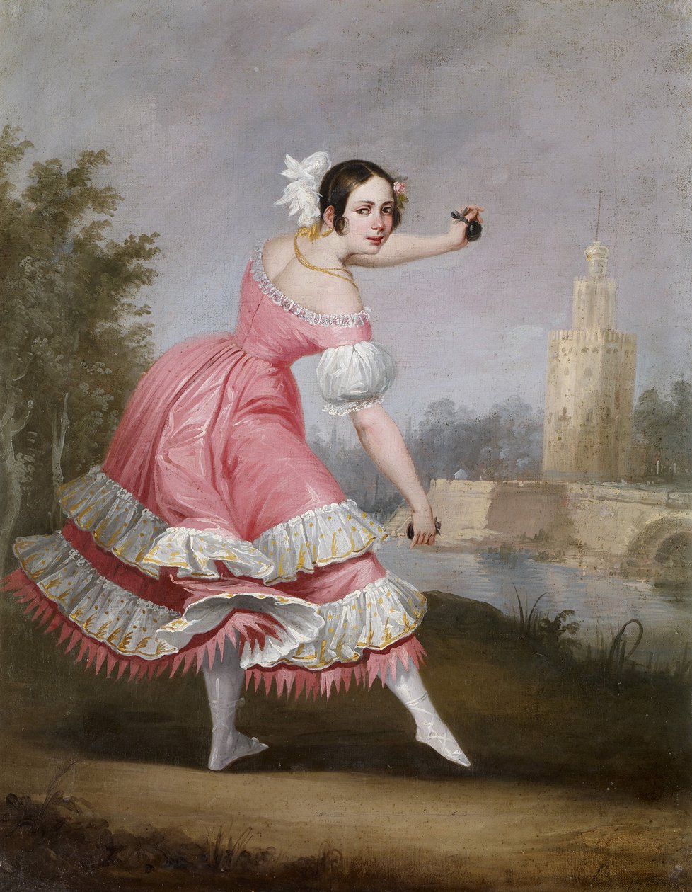 A Bolero Dancer - Cabral Bejarano, Antonio (1788-1861) - 1842 - Olie på lærred - 53x42 - Museo Carmen Thyssen, Malaga af Antonio Cabral Bejarano