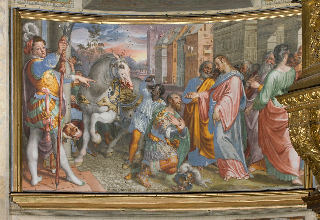 Apsis, Antonio Campi, Jesu møde med centurion Cornelio 1582-84 af Antonio Campi