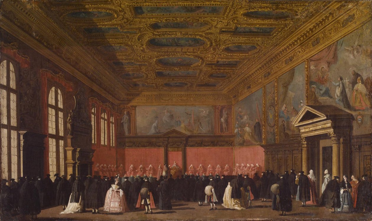 Modtagelse af udenlandske ambassadører i Dogepaladset, Venedig, ca. 1765-80 af Giovanni Antonio Canal