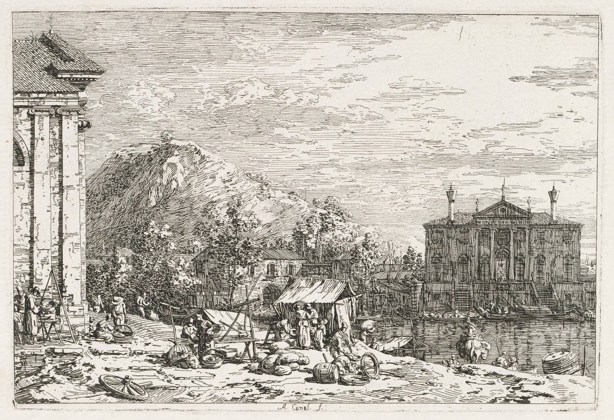 Visninger: A City Beyond a River, 1735-1746. af Giovanni Antonio Canal