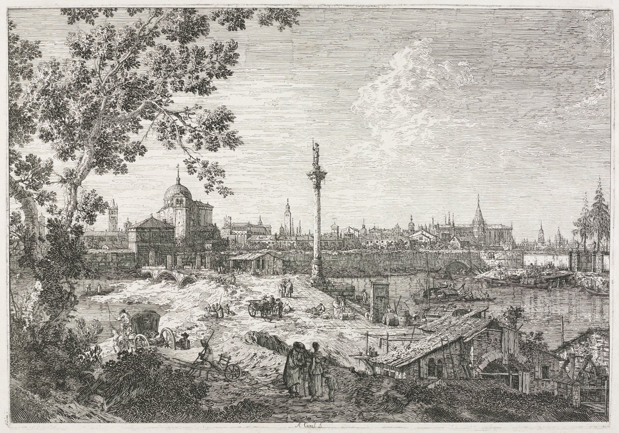 Udsigt: Imaginær udsigt over Padova af Antonio Canaletto