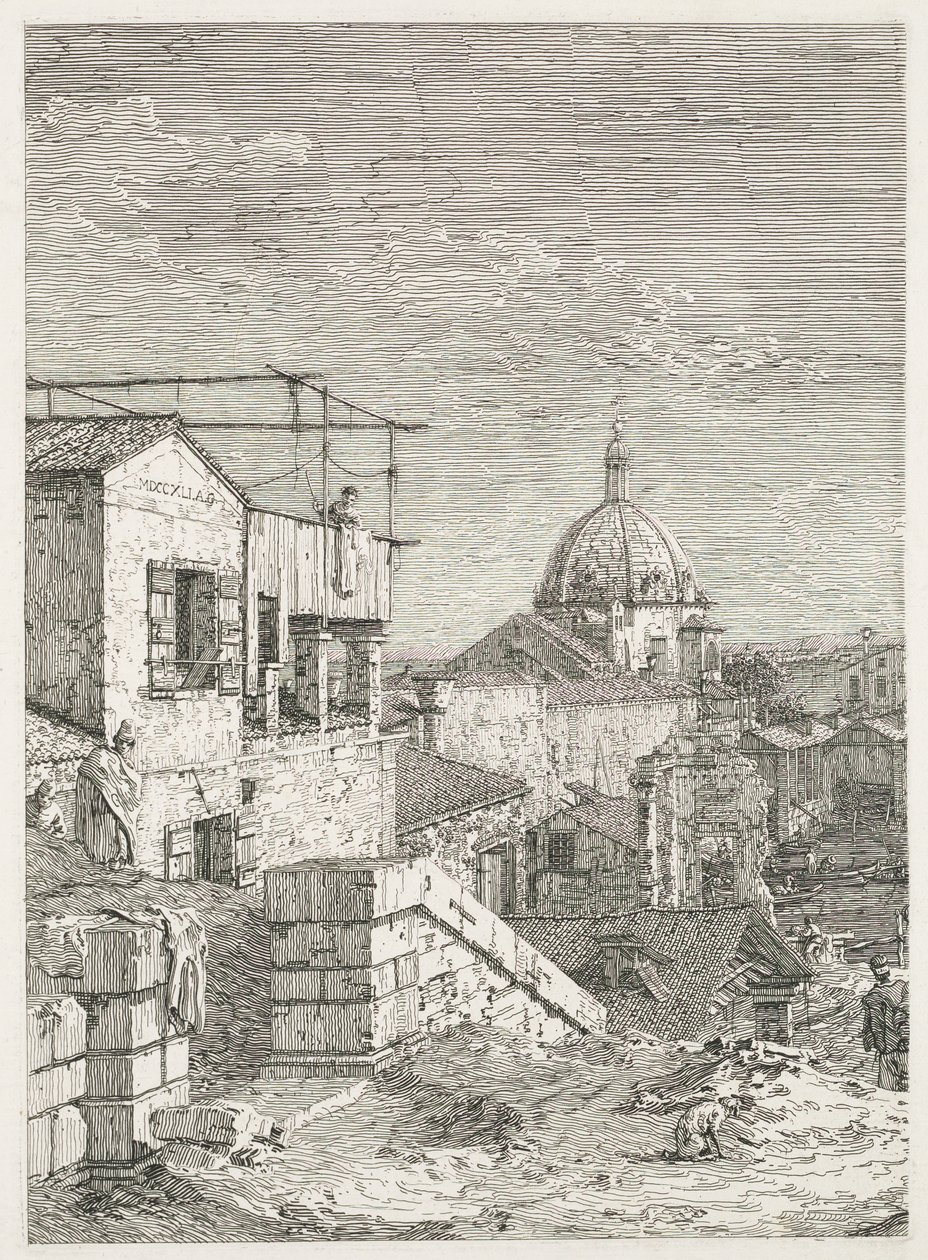 Udsigt: Huset ved registrering af Antonio Canaletto