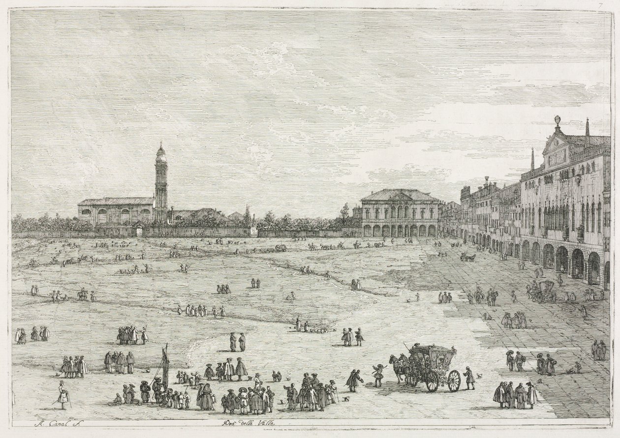 Udsigt: Prà della Valle, Padua, 1735-1746. af Giovanni Antonio Canal