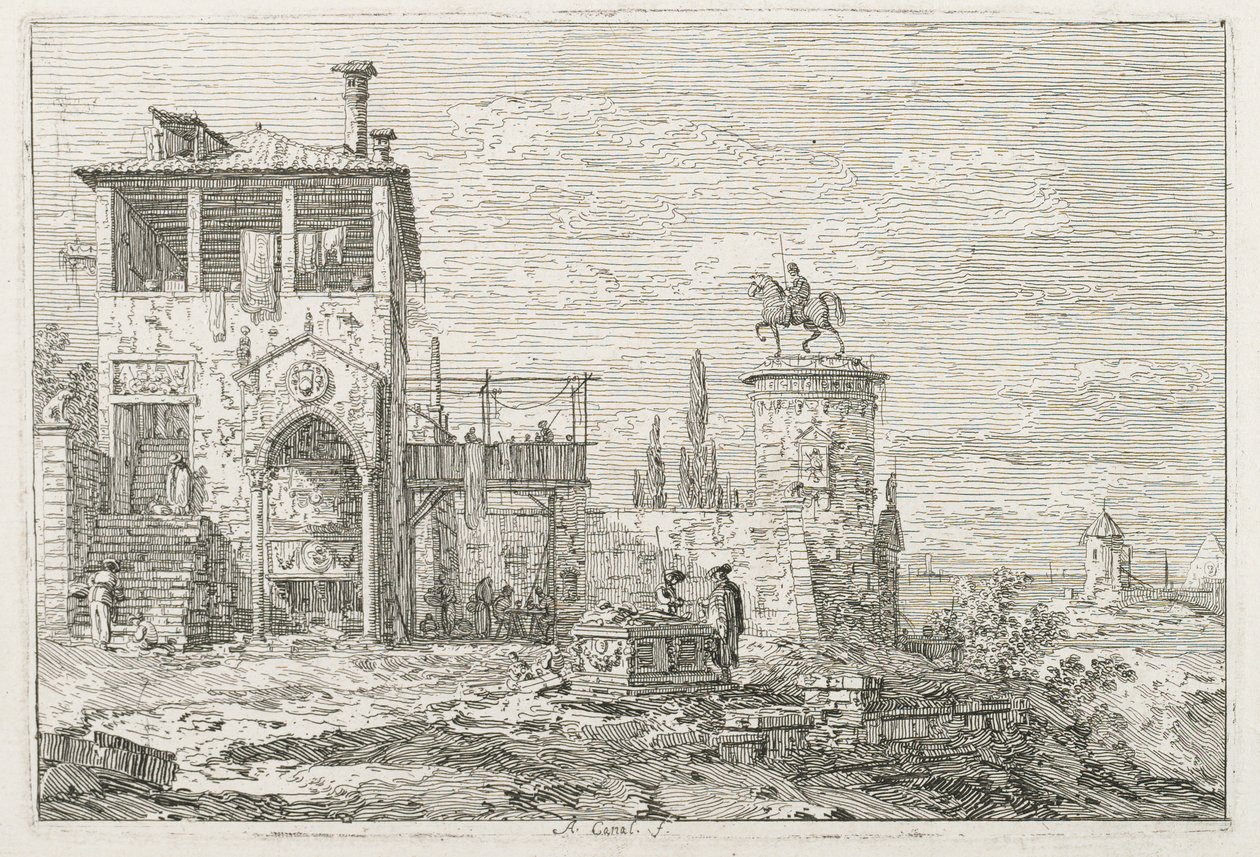Udsigt: Ryttermonumentet af Antonio Canaletto