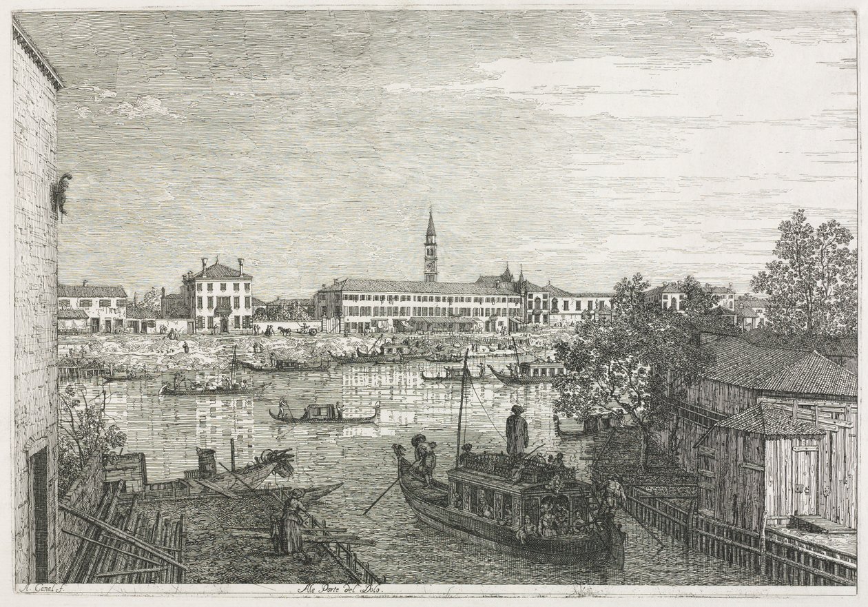 Udsigt: Havnen i Dolo, 1735-1746. af Giovanni Antonio Canal