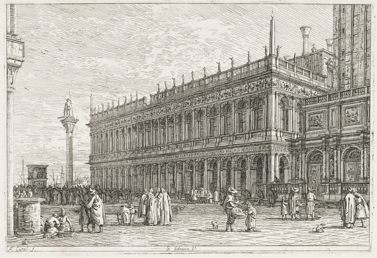 Udsigt: Biblioteket, Venedig af Antonio Canaletto
