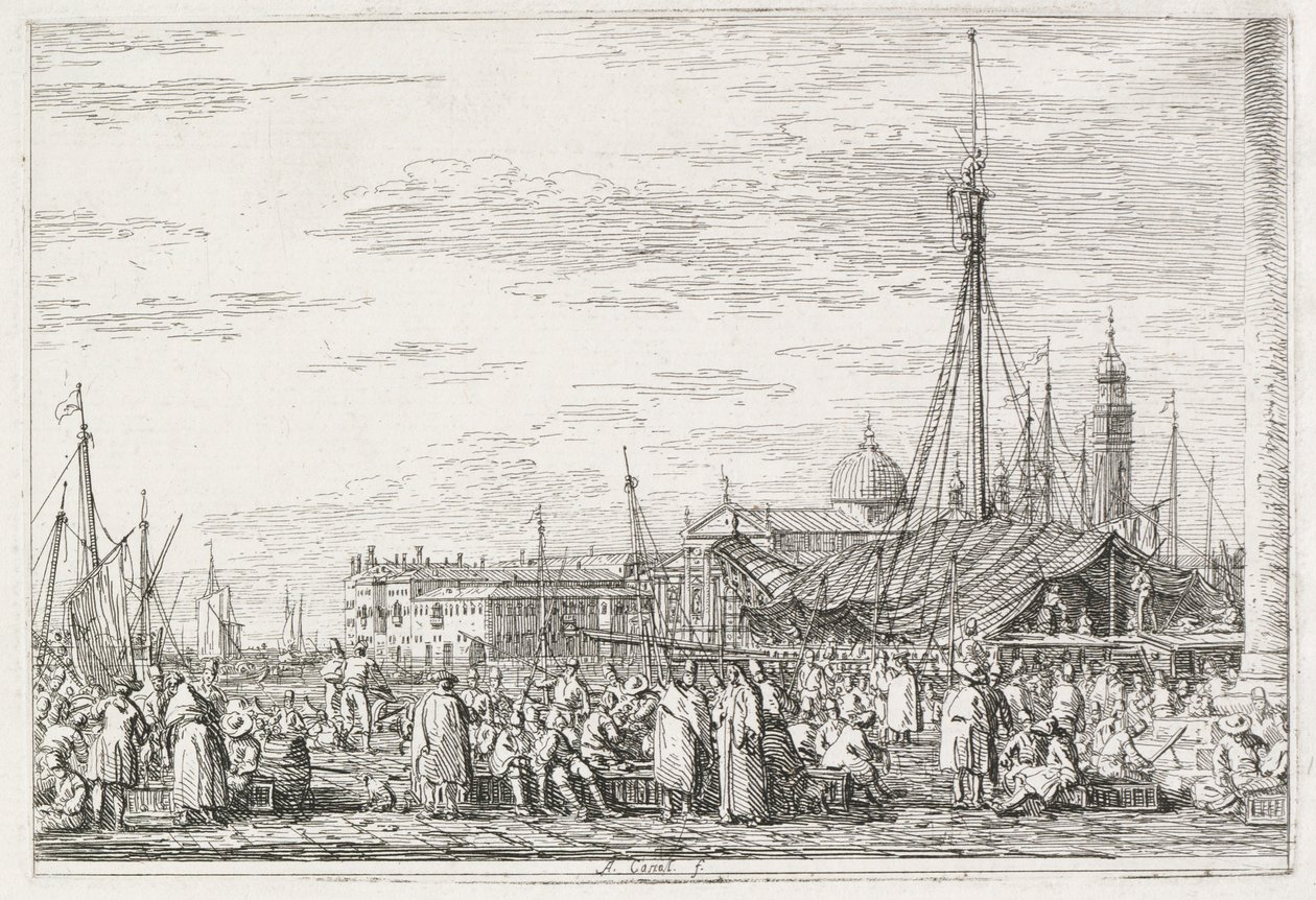 Udsigt: Markedet på Moloen af Antonio Canaletto