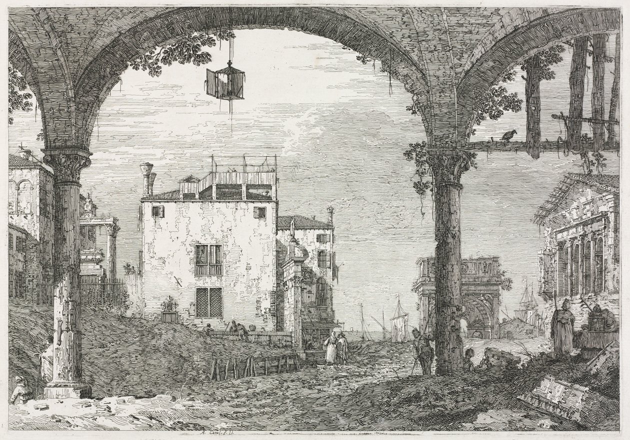 Udsigt: Portikoen med lanternen af Antonio Canaletto