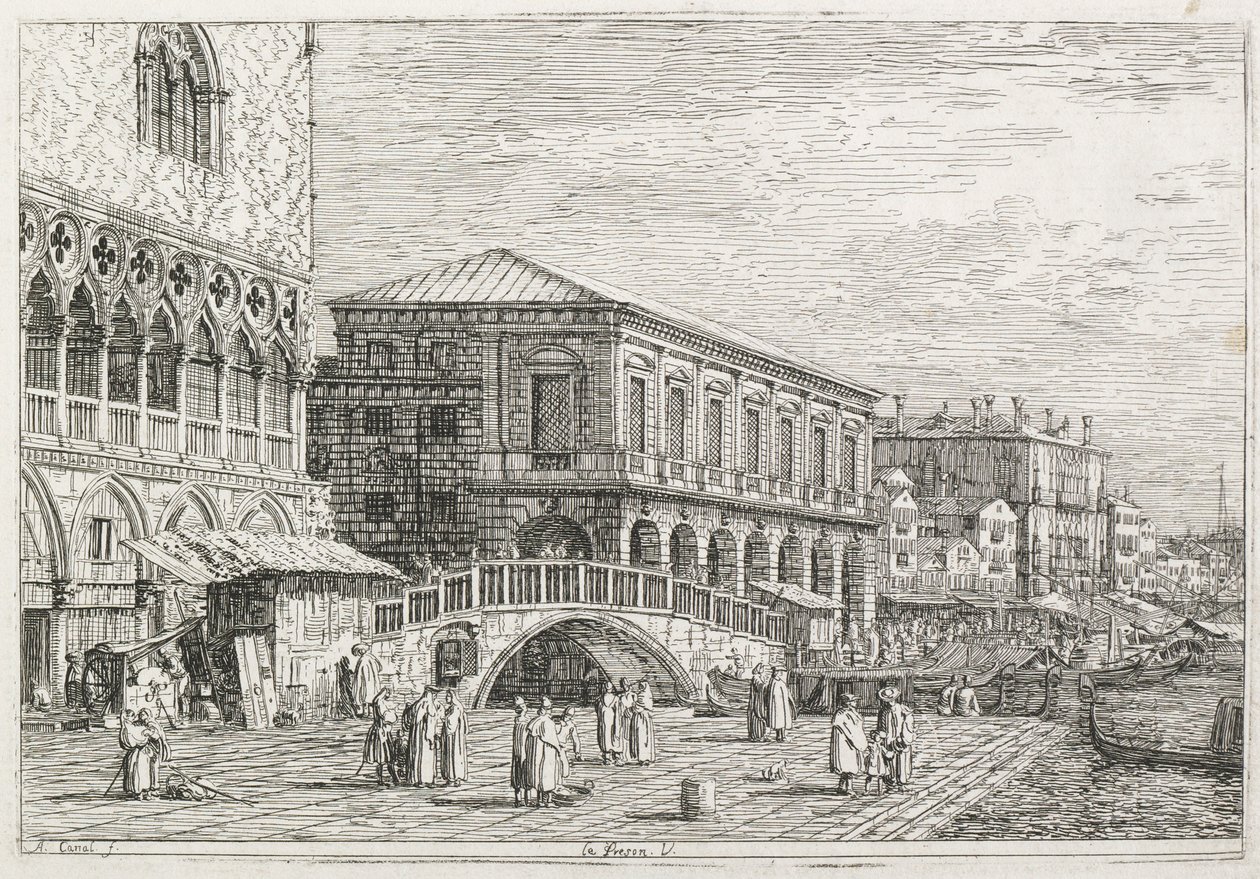 Udsigt: Fængslet, Venedig af Antonio Canaletto