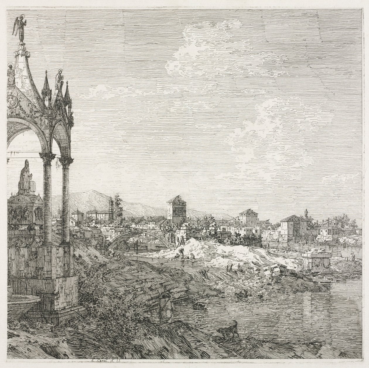 Visninger: En biskops grav, 1735-1746. af Giovanni Antonio Canal