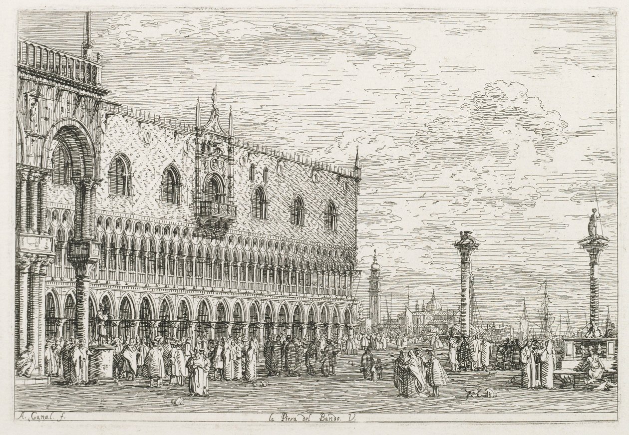 Visninger: Proklamationens sten i Venedig, 1735-1746. af Giovanni Antonio Canal