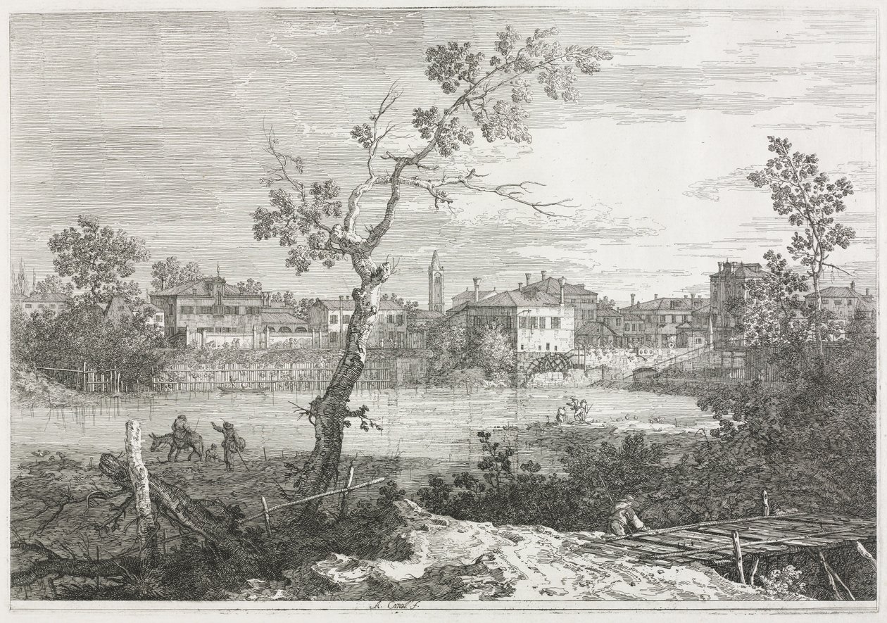 Udsigt: Udsigt over Burano, en by på en ø i den venetianske lagune af Antonio Canaletto
