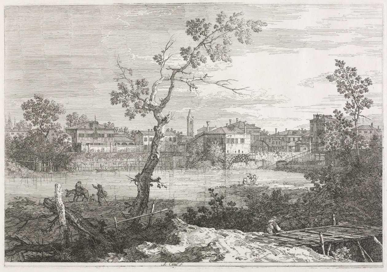 Udsigt: Udsigt over Burano, en by på en ø i den venetianske lagune, 1735-1746. af Giovanni Antonio Canal