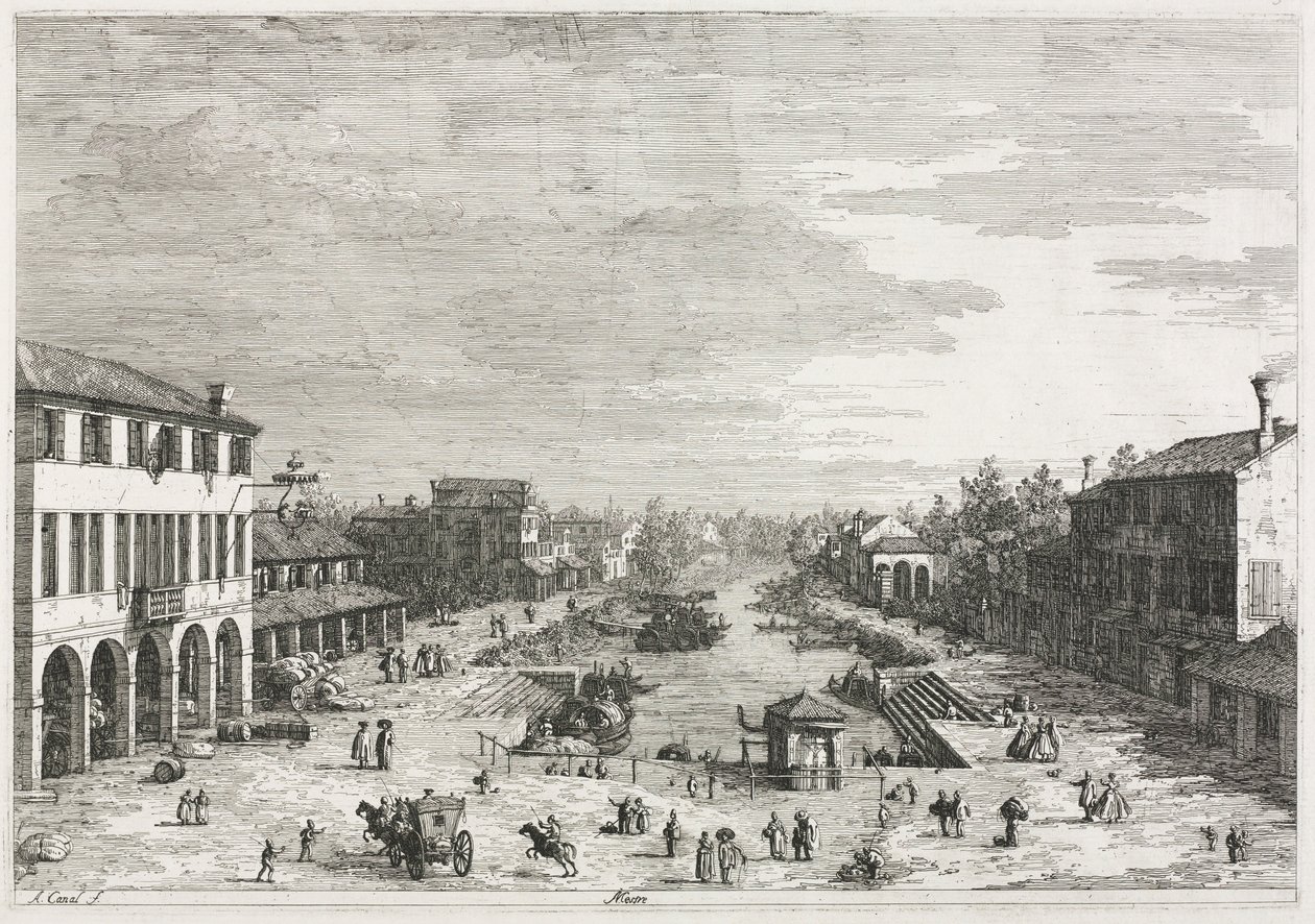 Udsigt: Udsigt over Mestre, en by i provinsen Venedig, 1735-1746. af Giovanni Antonio Canal