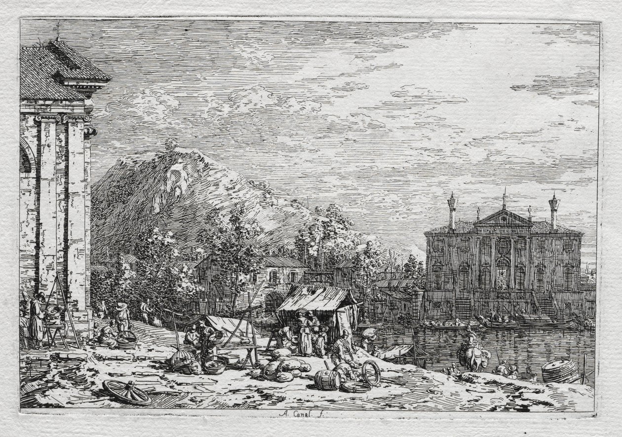 Udsigt over Venedig og omegn: A City Beyond a River af Antonio Canaletto