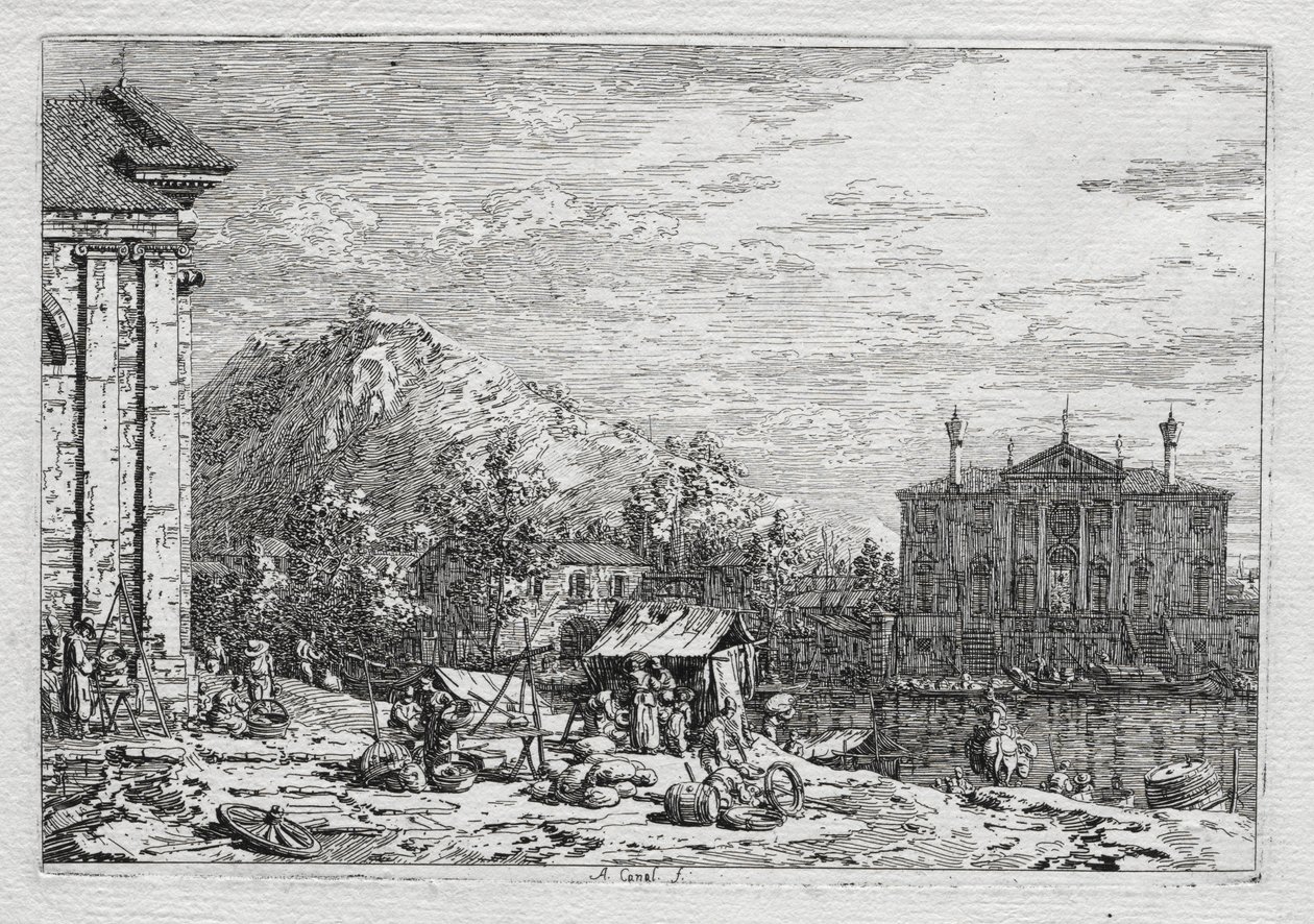 Udsigt over Venedig og omegn: A City Beyond a River, 1700-tallet. af Giovanni Antonio Canal