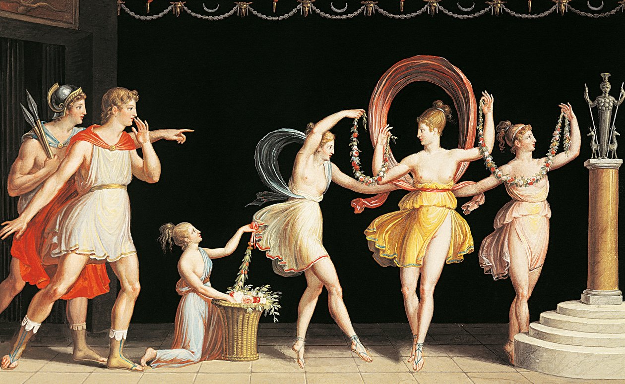 Bortførelse af Helen af Antonio Canova (1757-1822), Gouache på papir, 26,5x41 cm af Antonio Canova