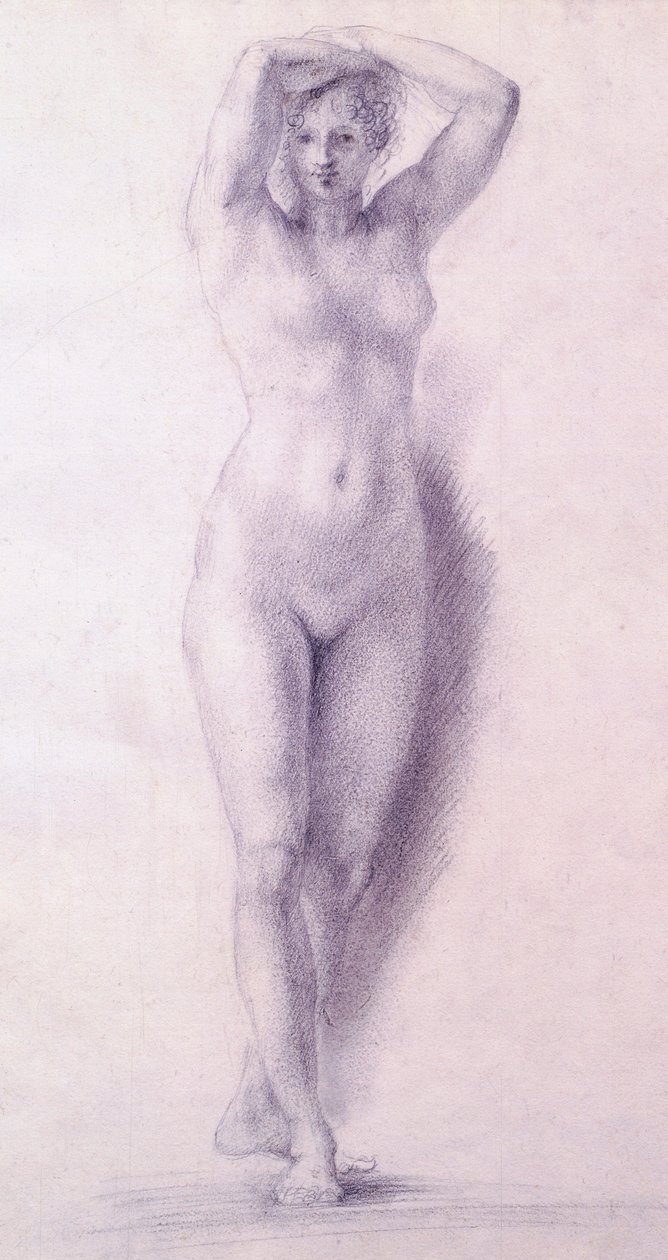 Kvindefigur med løftede arme af Antonio Canova (1757-1822), tegning af Antonio Canova