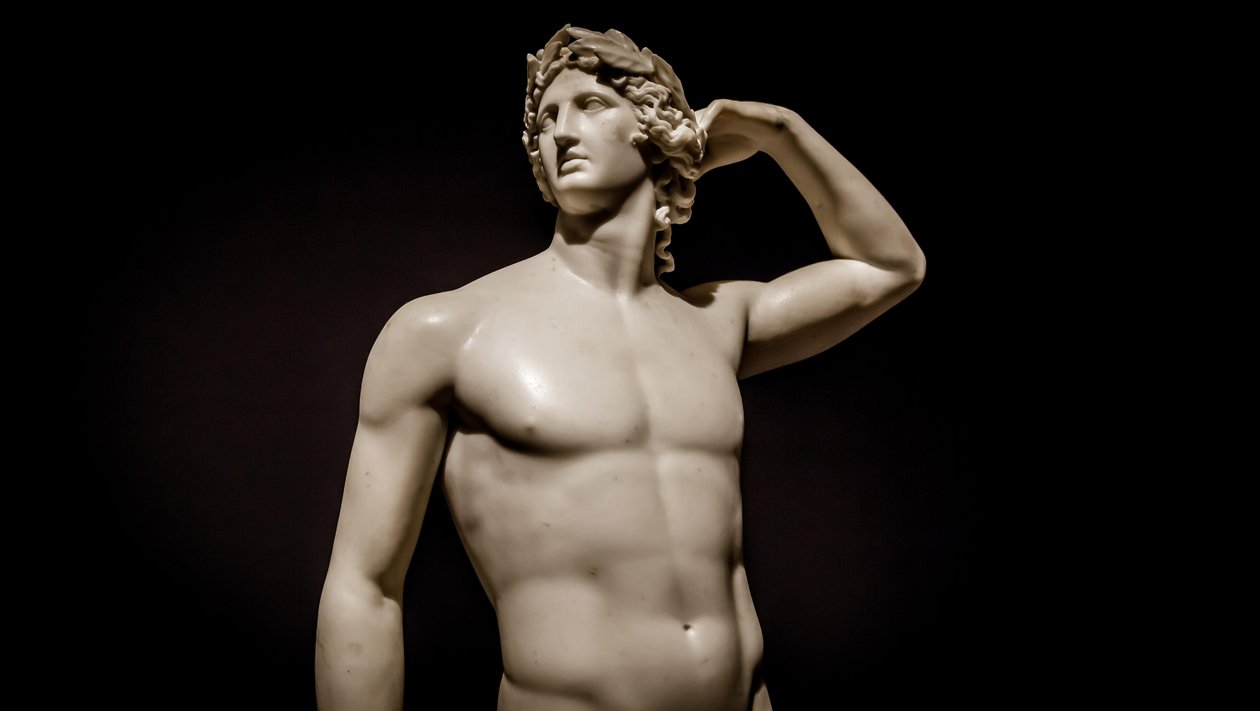 MILAN, ITALIEN - juni 2020: den antikke skulptur Apollo Crowning Himself - 1782 - An..., 2019 (foto) af Antonio Canova