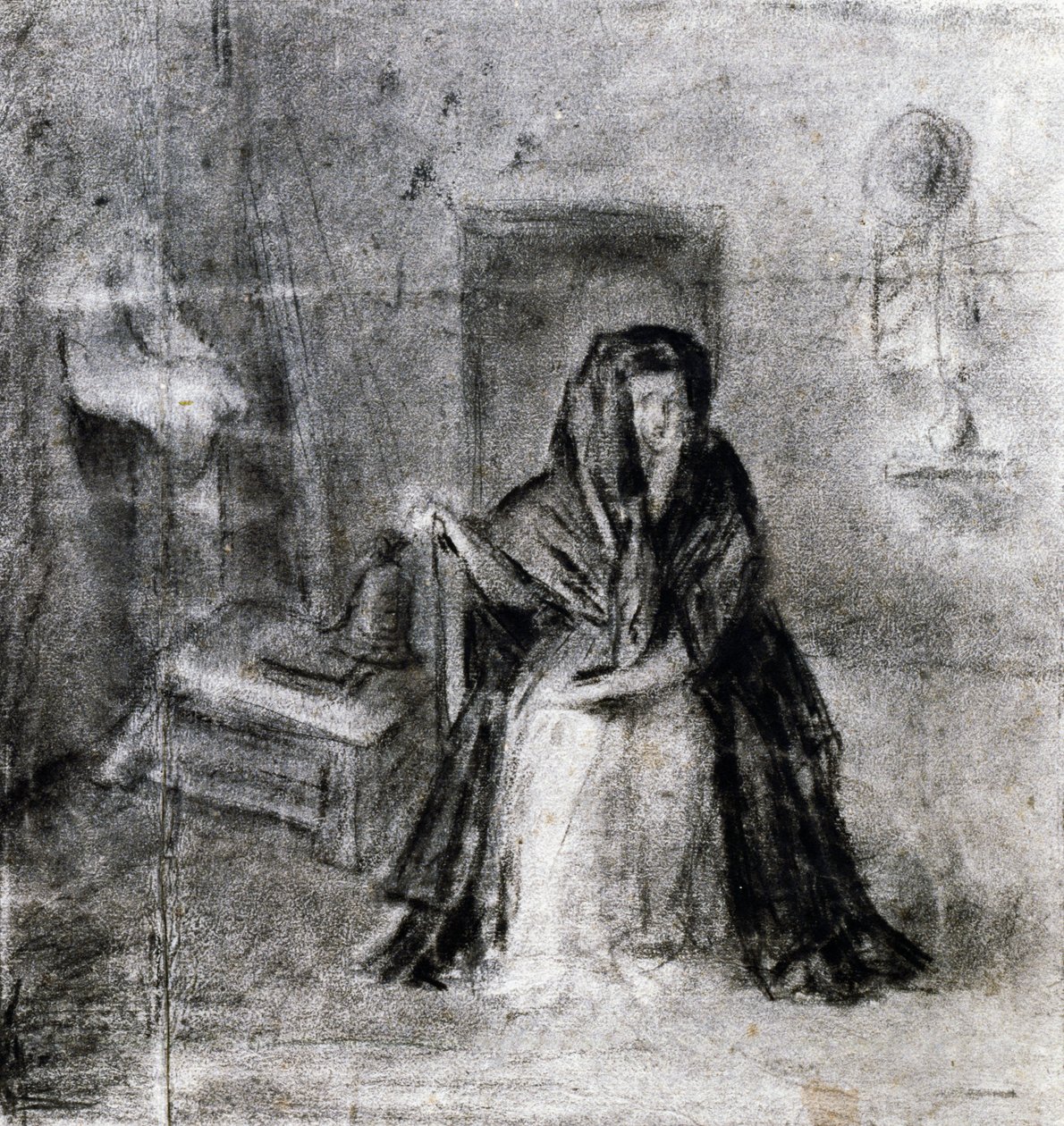 Siddende kvinde, af Antonio Canova (1757-1822), tegning af Antonio Canova