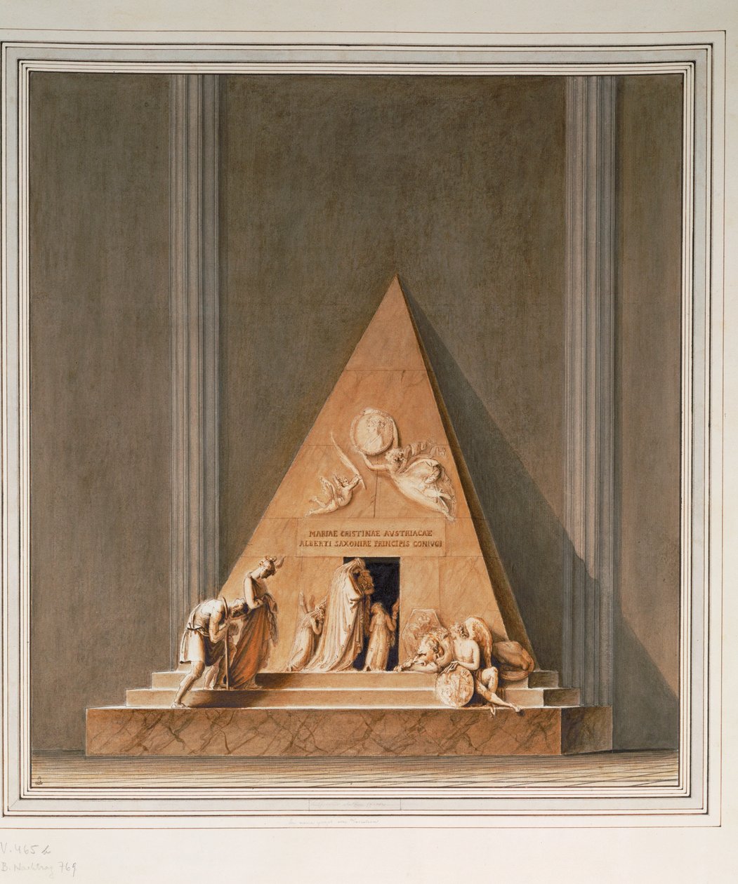 Skitse til gravmæle for ærkehertuginde Marie Christine, datter af kejserinde Maria Theresia og hustru til hertug Albert af Sachsen-Teschen ... af Antonio Canova