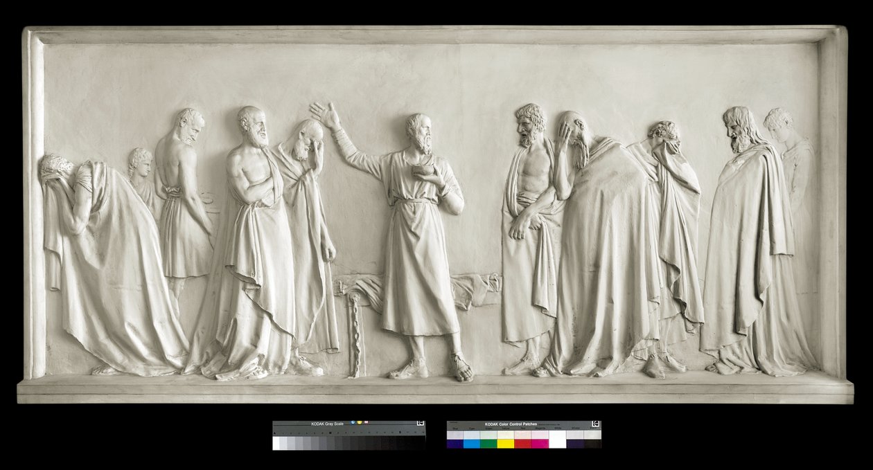 Sokrates drikker bægeret med hemlock, 1787-90 (gips) af Antonio Canova