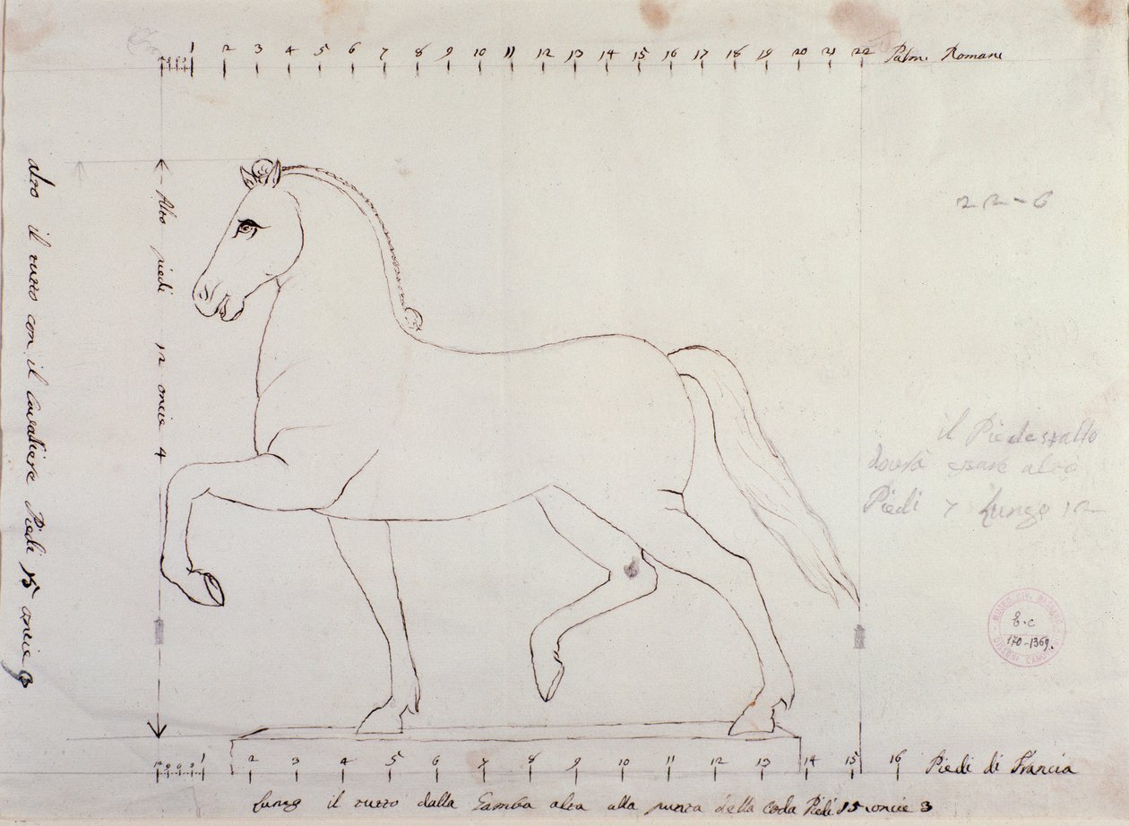 Studie til en hest til et ridemonument (tegning af Antonio Canova