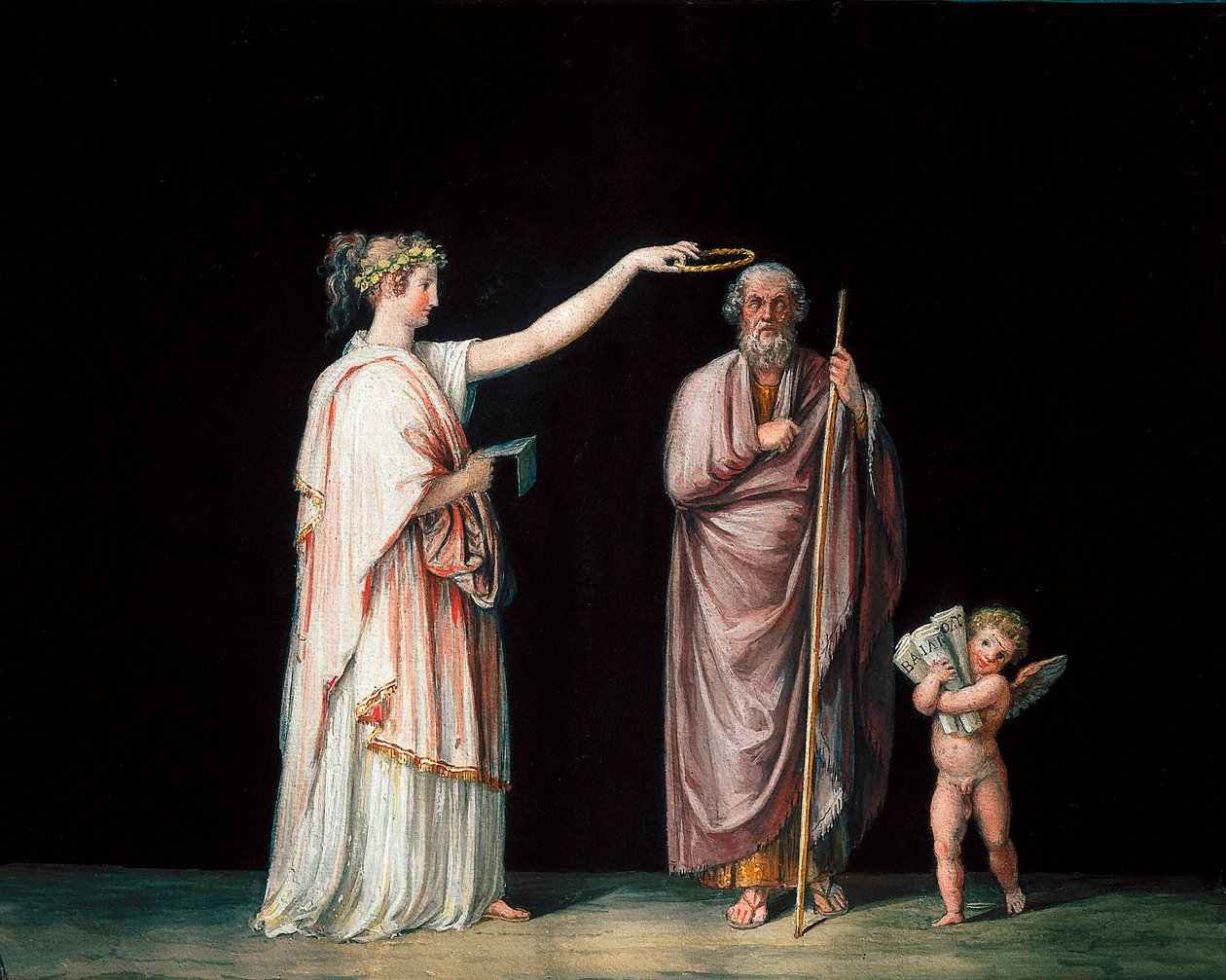 Musen Calliope og Homer. Tempera af Antonio Canova (1757-1822), omkring 1798. af Antonio Canova