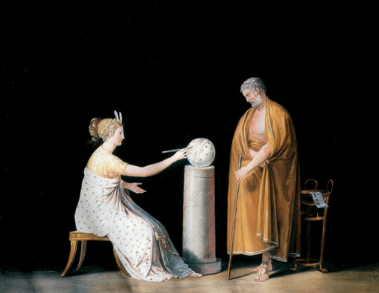 Musen Urania og Thales. Tempera af Antonio Canova (1757-1822), omkring 1798. af Antonio Canova
