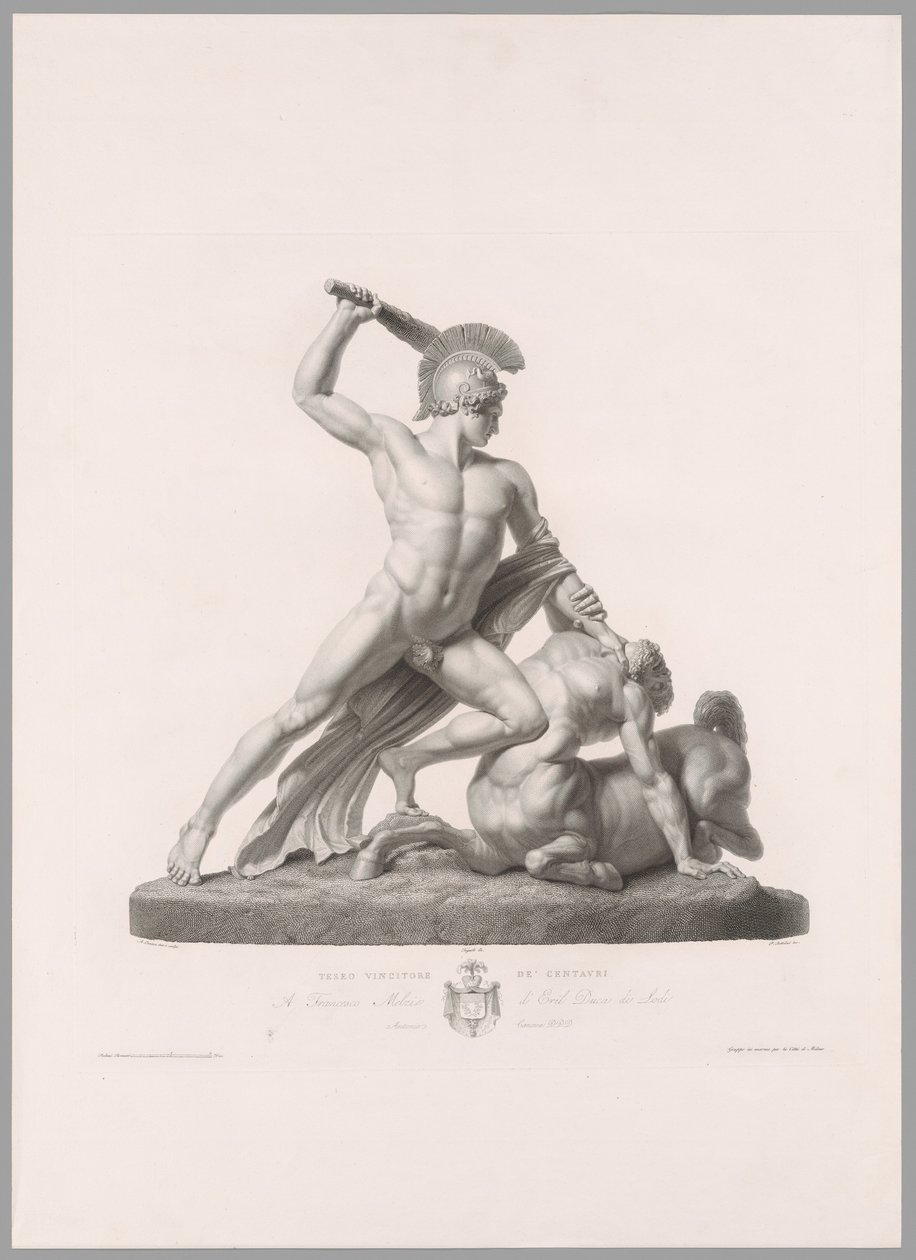 Theseus og Kentaur, set forfra, fra Oeuvre de Canova af Antonio Canova
