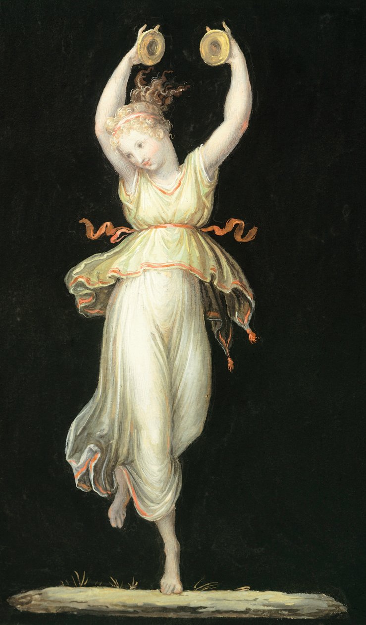 Kvinde, der spiller kastanjetter af Antonio Canova (1757-1822), tempera af Antonio Canova