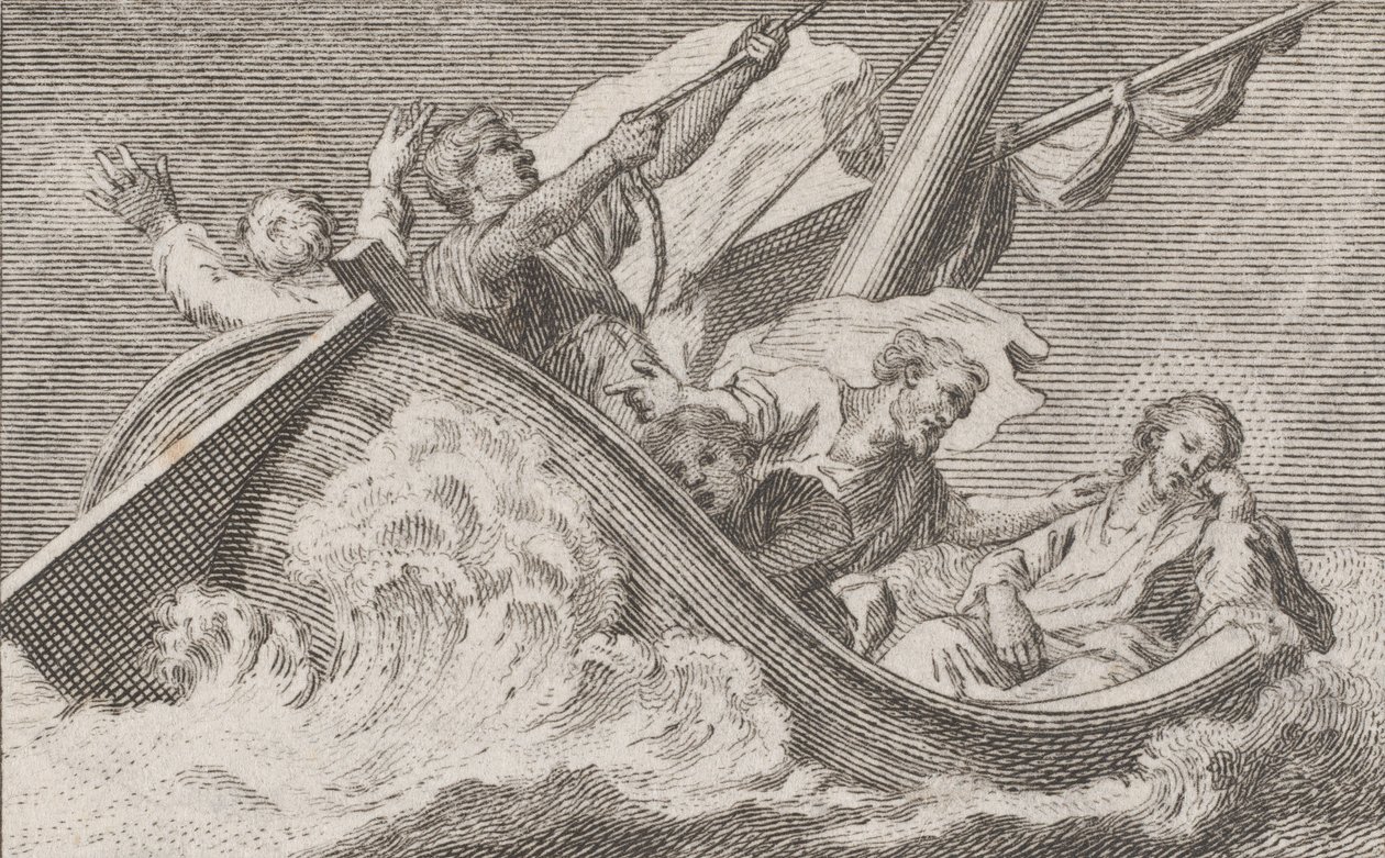 Kristus på en båd med fiskere, ca. 1760-93. af Antonio Capellan