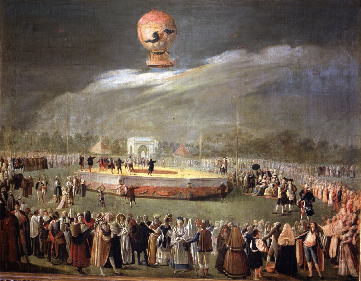 Ballon Ascension in the Gardens of Aranjuez, ca. 1783 (olie på lærred) af Antonio Carnicero