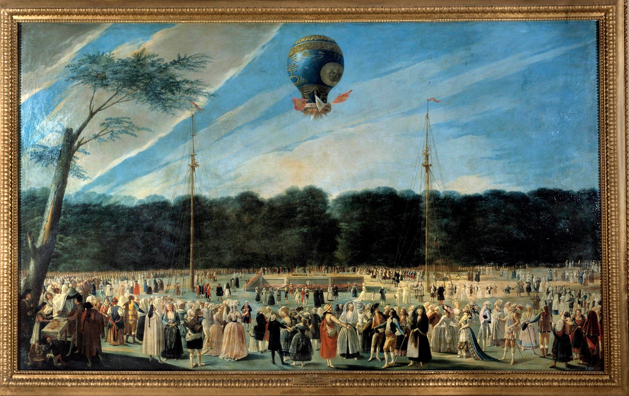 Ballonflyvning: "Opstigning af en luftballon i Aranjuez" af Antonio Carnicero